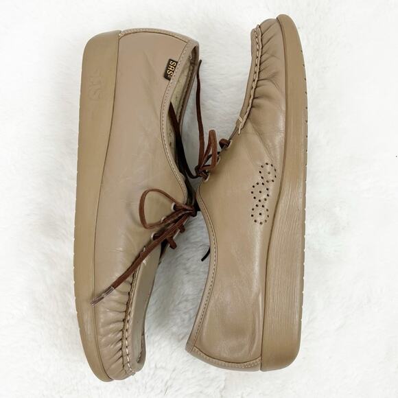 SAS Womens Leather Uppers Lace Up Shoe Loafer Size 10.5 Narrow Taupe VTG - Picture 3 of 11